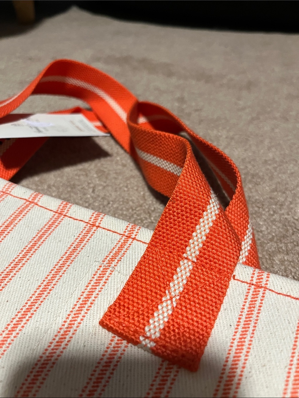 Hearth and Hand Canvas Tote Bag with Coral Stripe and Handles - Picture 11 of 11